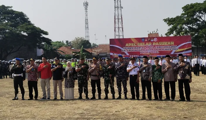 Amankan Pemilu 2024, Polres Tegal Laksanakan Apel Gelar Pasukan Operasi Mantap Brata 2023-2024