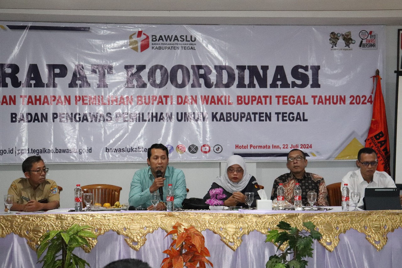 Rapat Koordinasi Pengawasan Tahapan Pemilihan Bupati dan Wakil Bupati Tegal Tahun 2024, Senin 22 juli 2024