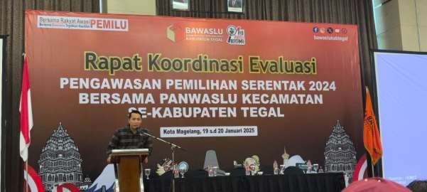 Bawaslu Kabupaten Tegal Gelar Rakor Evaluasi Pengawasan Pemilihan Serentak 2024 Bersama Panwaslu Kecamatan Se-Kabupaten Tegal