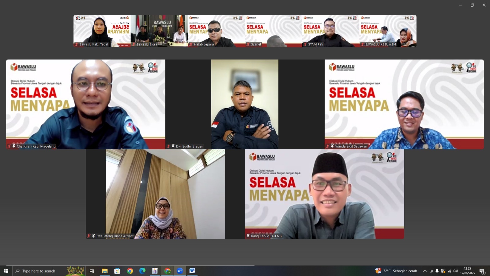 Bawaslu Kabupaten Tegal Ikuti Diskusi Divisi Hukum dengan tema "Identifikasi Permasalahan Pada Tahapan Pemutakhiran Data Pemilih dan Penyusunan Daftar Pemilih Pemilu.