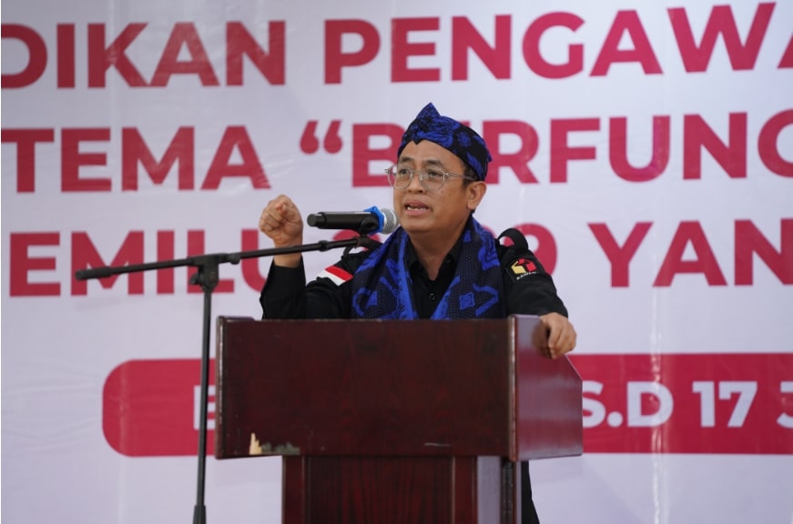 Anggota Bawaslu Puadi saat memberikan pengarahan kegiatan Pendidikan Pengawasan Partisipatif (P2P) bertema “Berfungsi dan Bergerak untuk Pemilu 2029 yang Bermartabat” di Serang, Banten, Selasa (15/7/2025)/Foto: Publikasi dan Pemberitaan Bawaslu