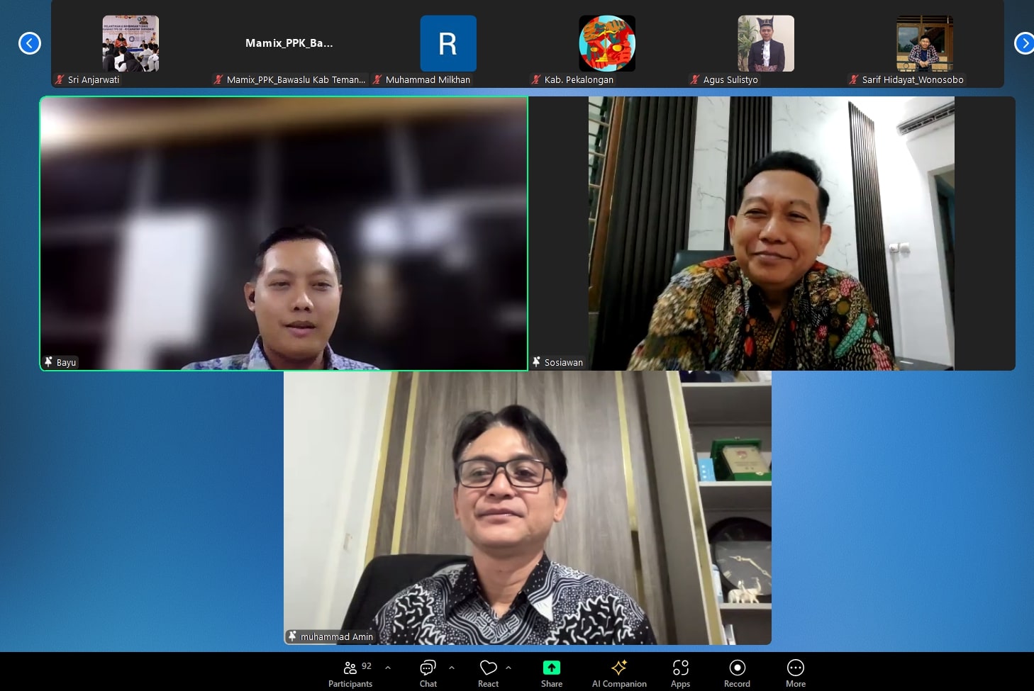 Bawaslu Kabupaten Tegal Ikuti Zoom Evaluasi Kehumasan Bulan Juli 2025