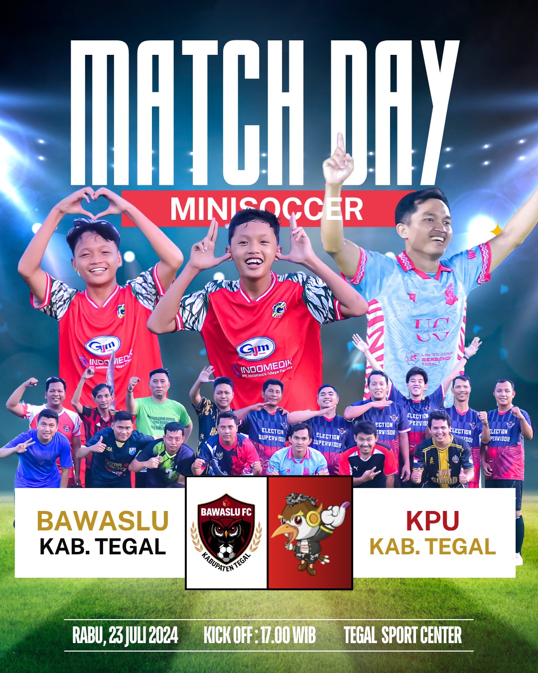 Bawaslu Kabupaten Tegal dan KPU Kabupaten Tegal Gelar Pertandingan Persahabatan Minisoccer pada masa Non-Tahapan