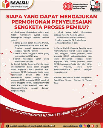Para Pihak yang Berhak Ajukan Permohonan Penyelesaian Sengketa Proses Pemilu
