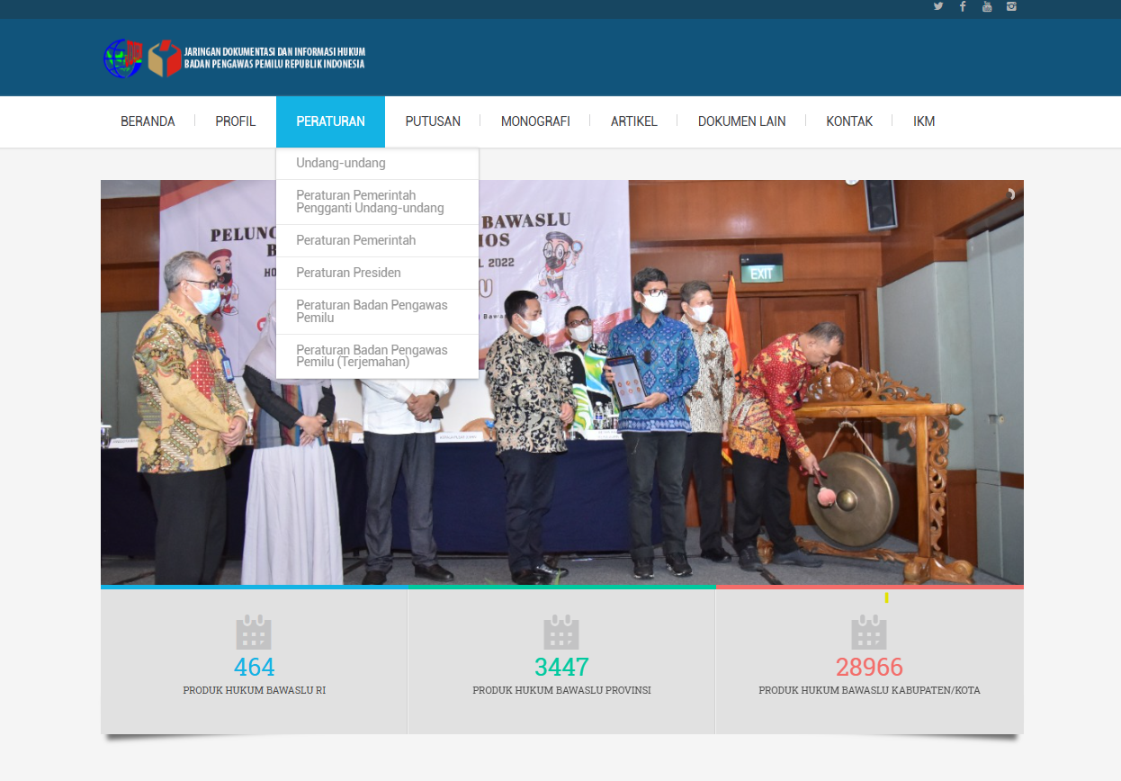 Fitur Utama Jaringan Dokumentasi dan Informasi Hukum (JDIH) Bawaslu