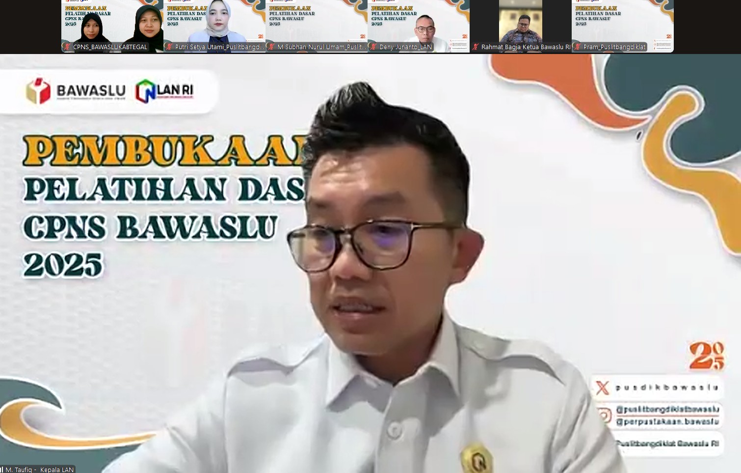Bawaslu Kabupaten Tegal Ikuti Pembukaan Latsar CPNS Bawaslu Tahun 2025