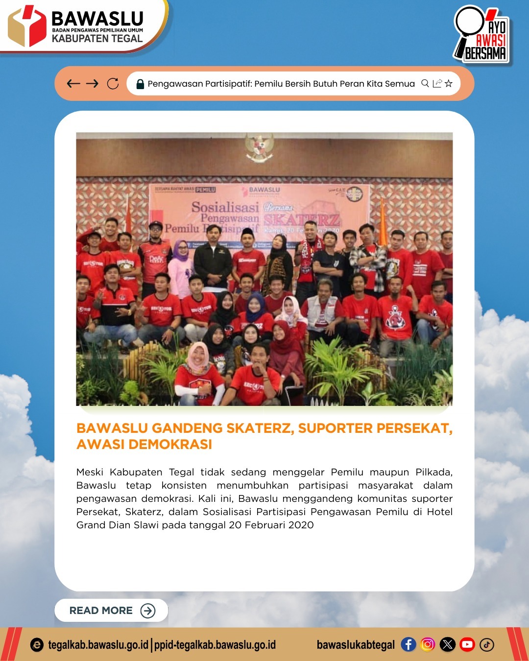 Bawaslu Gandeng Skaterz, Suporter Persekat Awasi Demokrasi