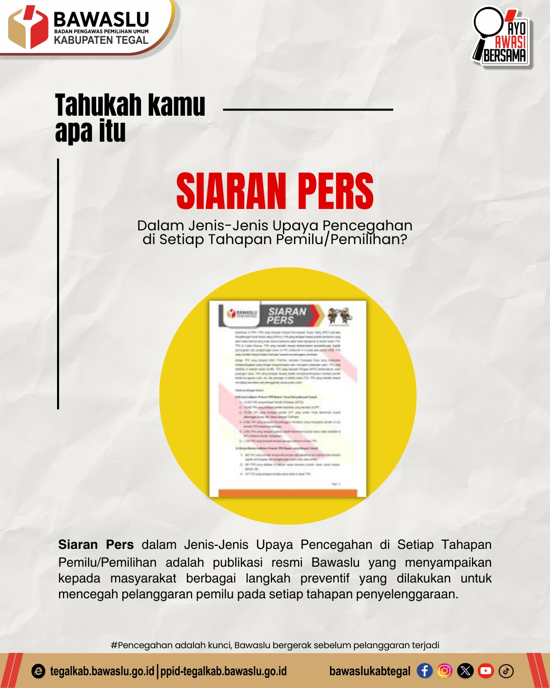 Bawaslu Perjelas Pengertian Siaran Pers Upaya Pencegahan di Setiap Tahapan Pemilu