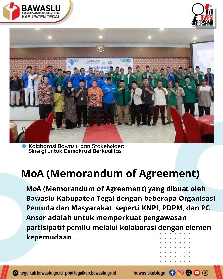 MOA Bawaslu Kab Tegal dengan OKP: Sinergi Awasi Pemilu  