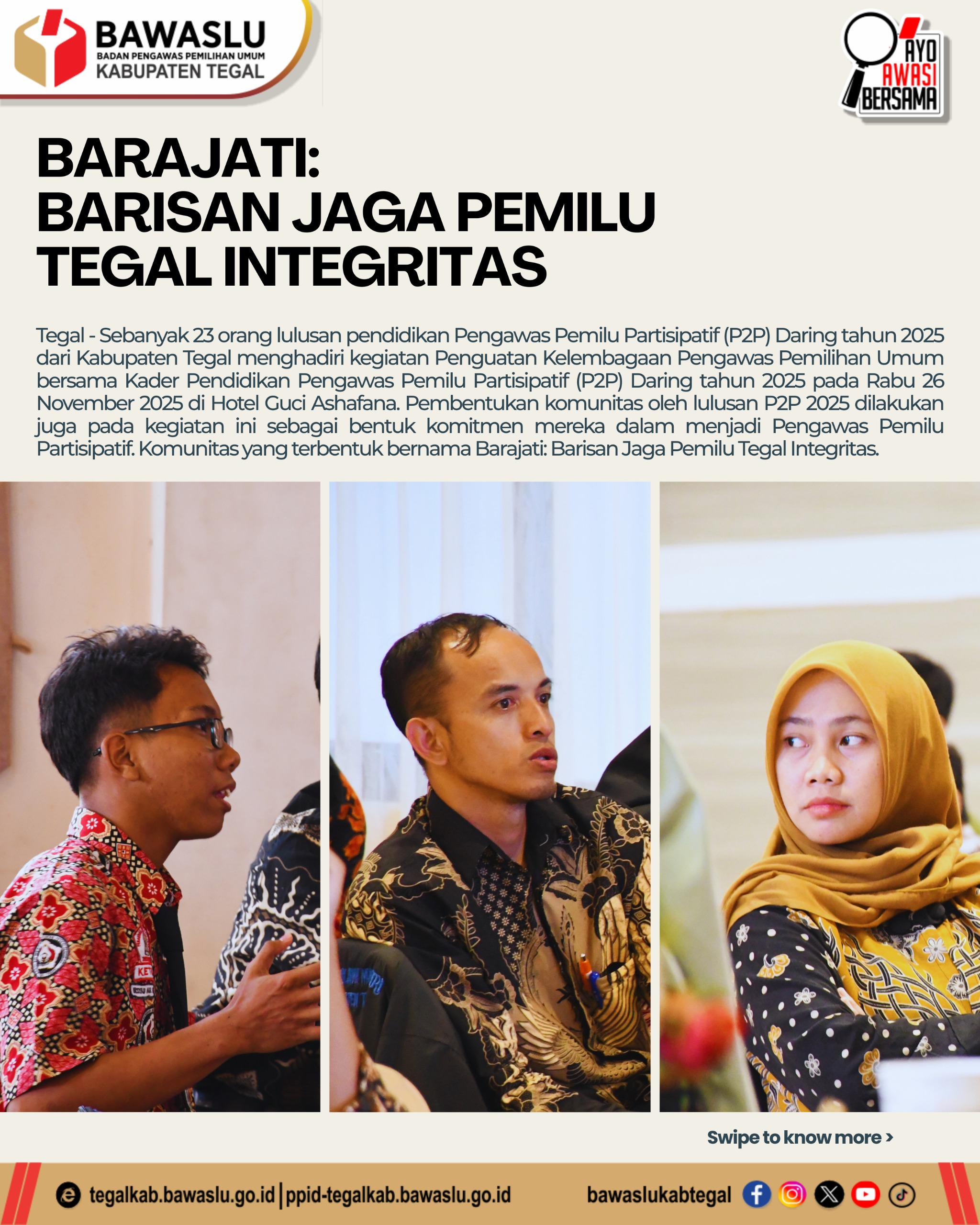 BREAKING: Lulusan P2P Tegal Bentuk “Barajati”, Pasukan Pengawas Pemilu Berintegritas! 