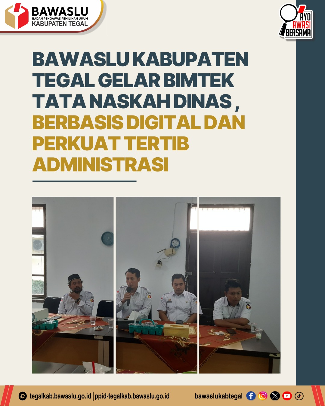 Bawaslu Kabupaten Tegal Gelar Bimtek Tata Naskah Dinas Berbasis Digital, Dorong Tertib Administrasi dan Kearsipan Modern
