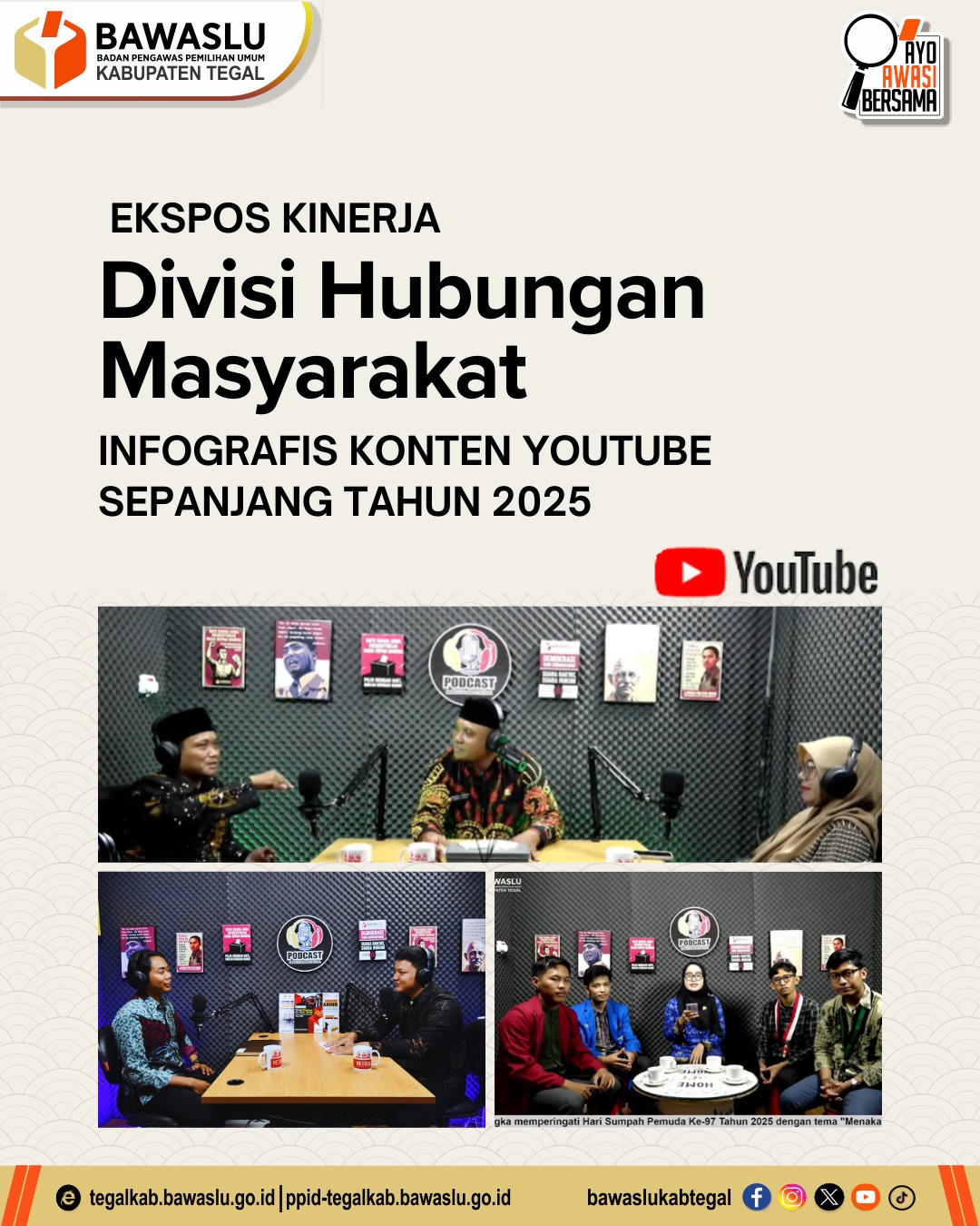 Optimalisasi Media Digital, Kanal YouTube Bawaslu Kabupaten Tegal Produksi 45 Konten Edukatif Sepanjang 2025