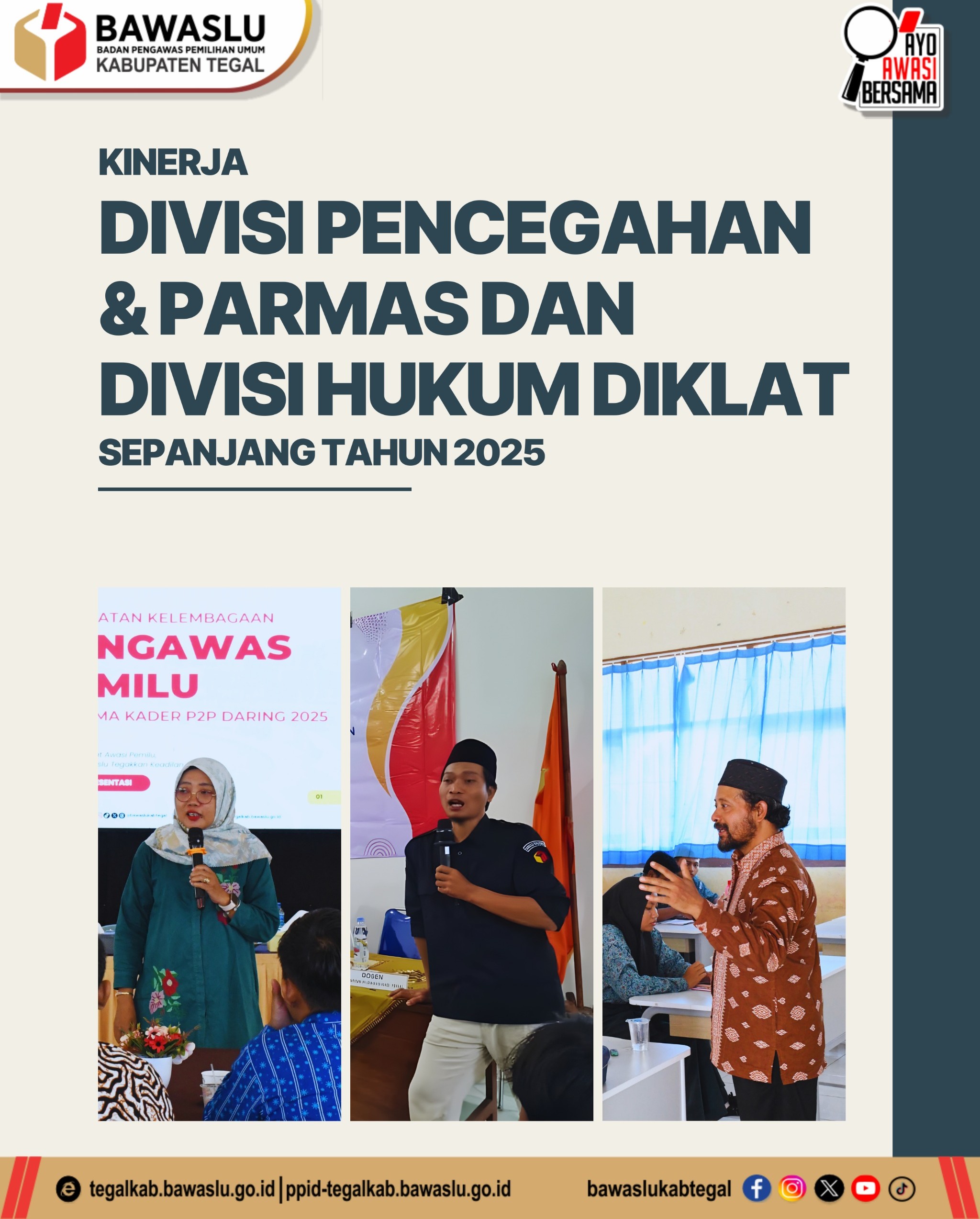 Bawaslu Kabupaten Tegal Publikasikan Kinerja Divisi Pencegahan & Parmas serta Hukum Diklat Sepanjang Tahun 2025