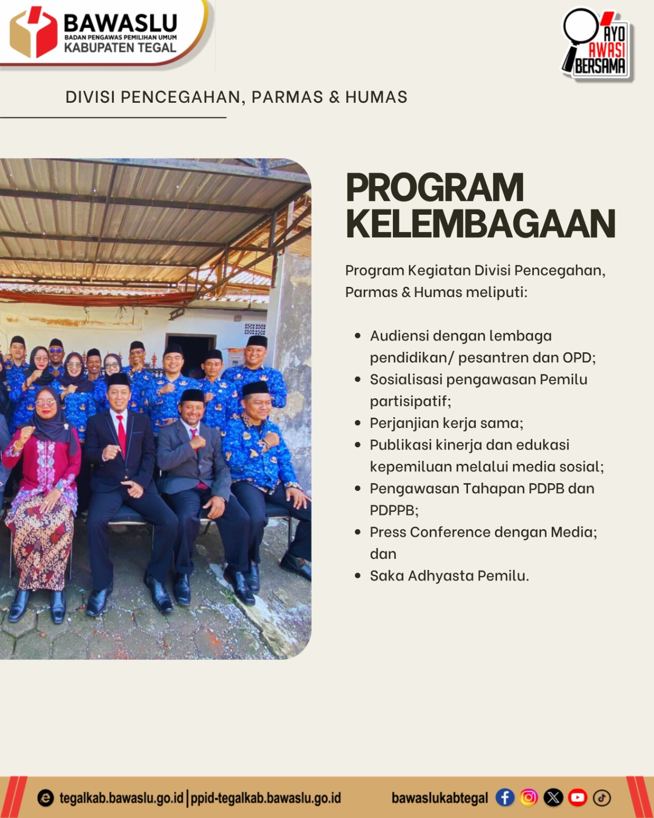 Rencana Kerja Divisi Pencegahan, Parmas, dan Humas Bawaslu Kabupaten Tegal Tahun 2026