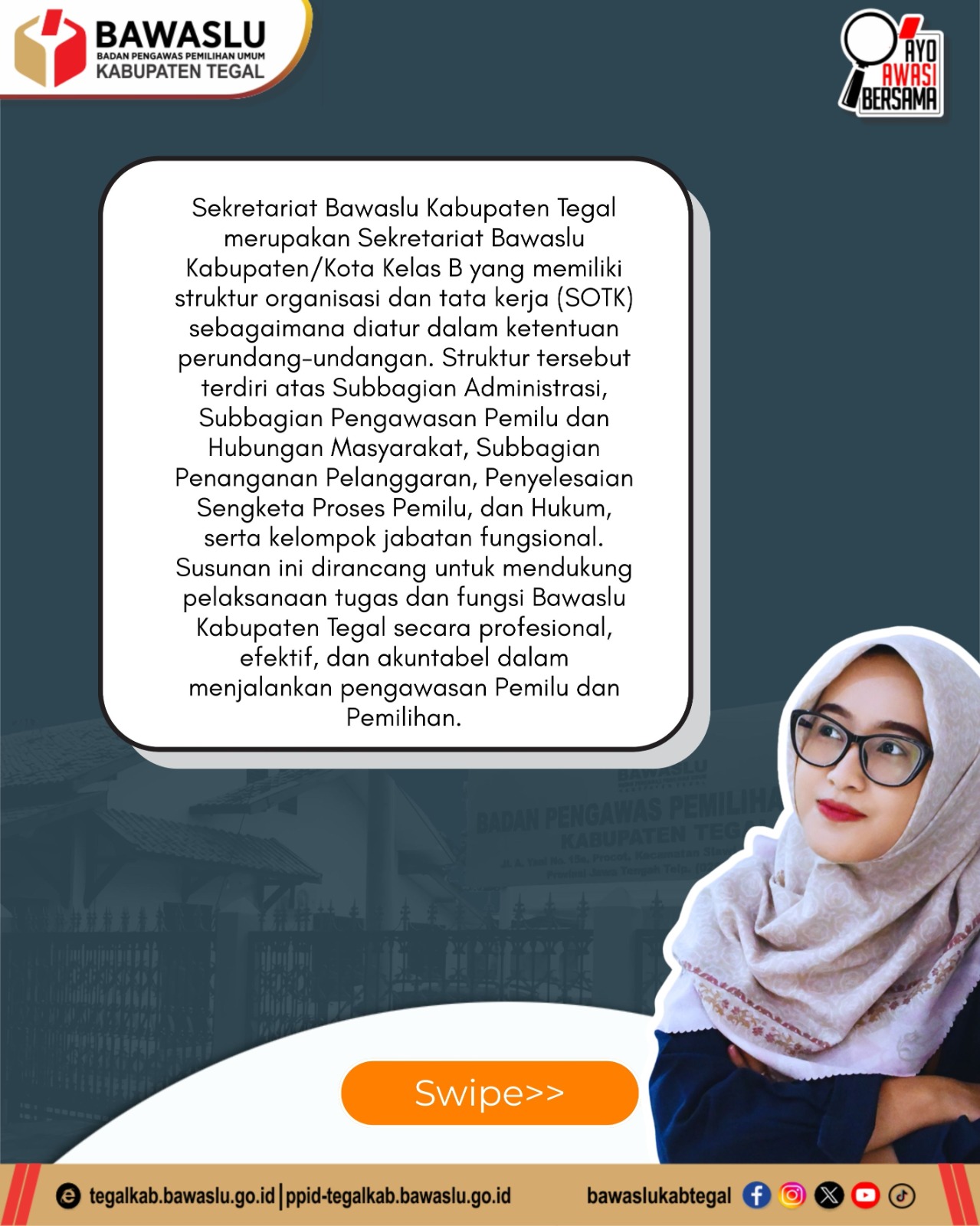 Sekretariat Bawaslu Kabupaten Tegal Dukung Kinerja Pengawasan Pemilu Secara Profesional dan Akuntabel