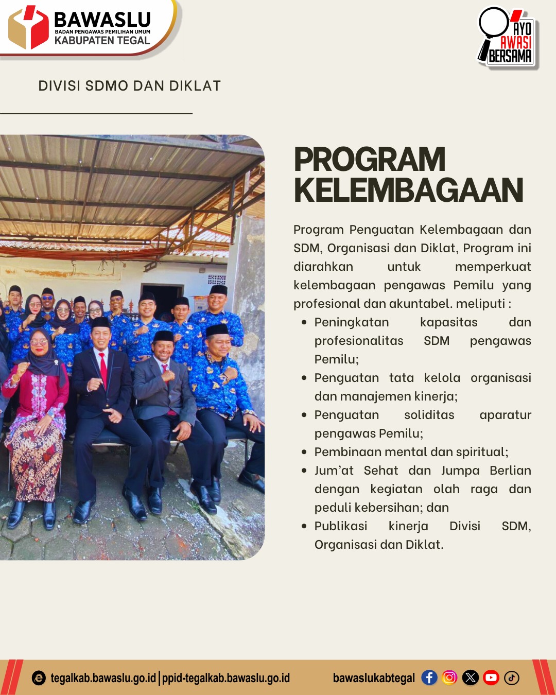 Divisi SDMO dan Diklat Bawaslu Kabupaten Tegal Perkuat Kelembagaan Pengawas Pemilu