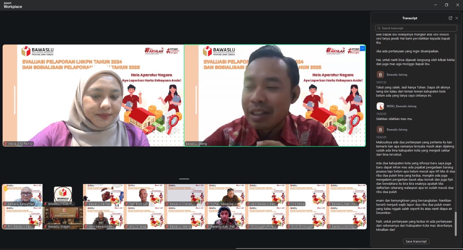 Bawaslu Kabupaten Tegal Ikuti Evaluasi dan Sosialisasi Pelaporan LHKPN Tahun 2025