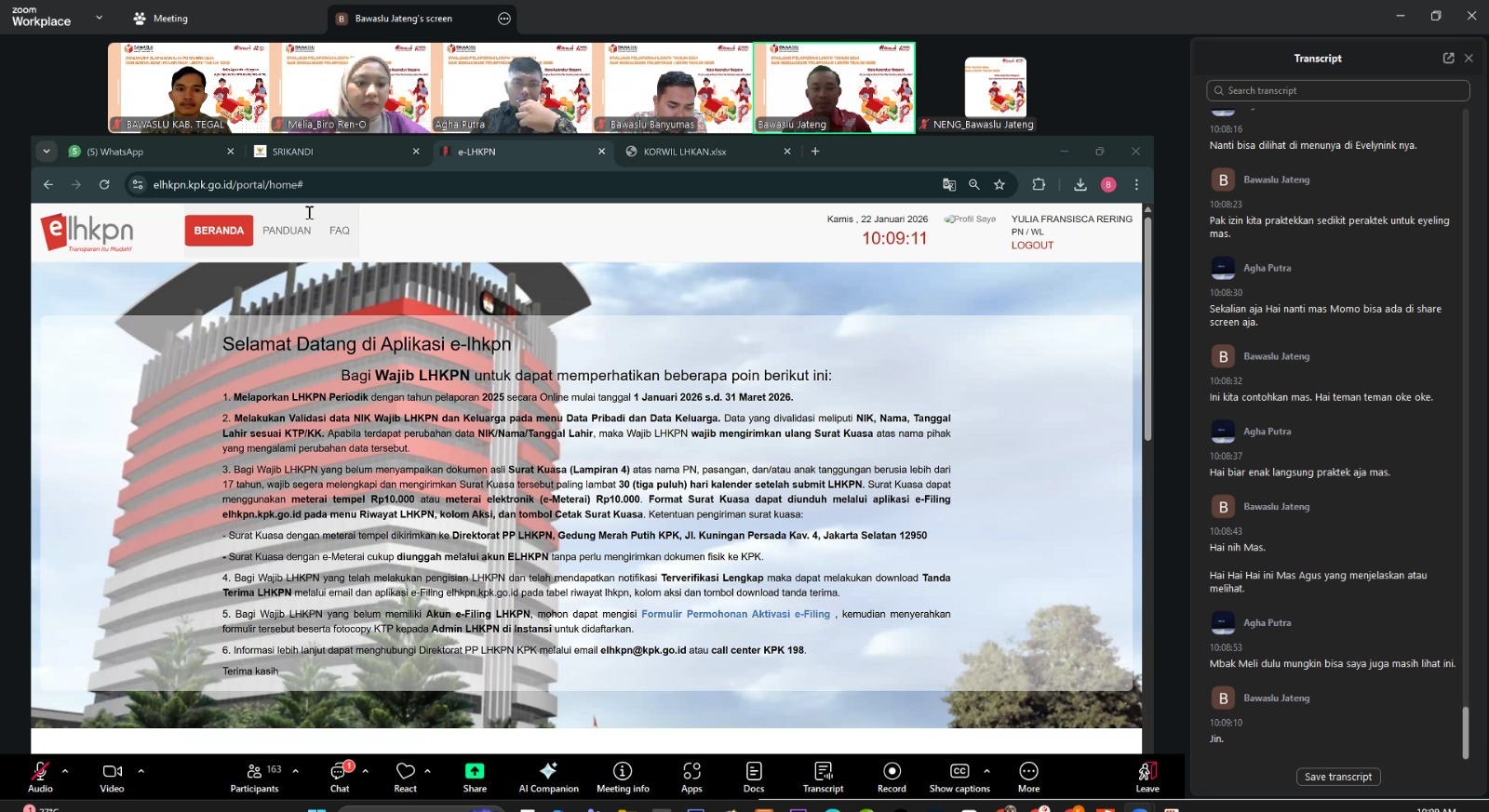 Perkuat Kepatuhan dan Transparansi, Bawaslu Ikuti Sosialisasi Pelaporan LHKPN dan SPT Tahunan