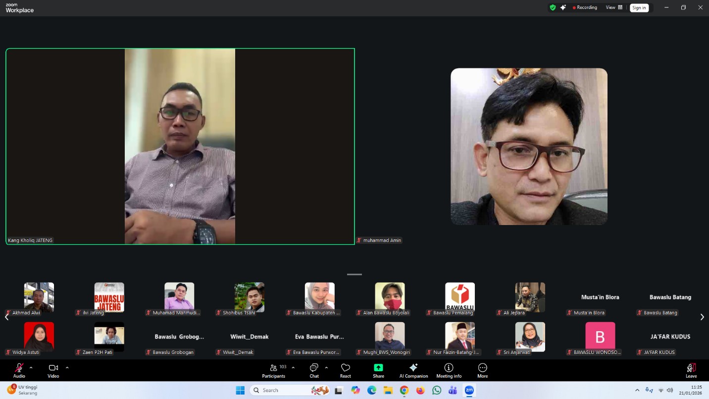 Mantapkan Langkah Pencegahan 2026, Bawaslu Kabupaten Tegal Ikuti Rakor Harmonisasi Program Kerja se-Jawa Tengah