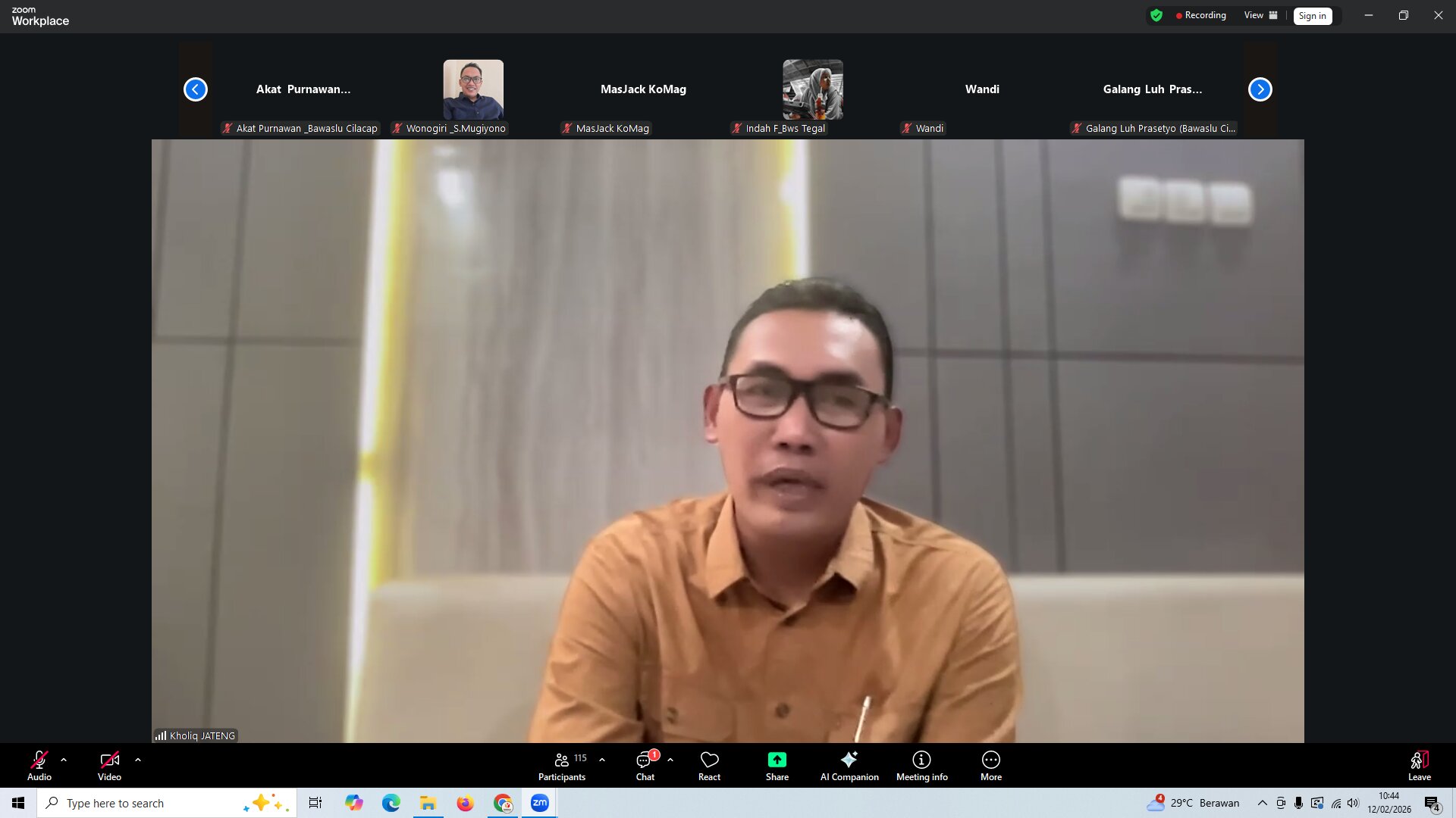 Bawaslu Kabupaten Tegal Ikuti Rakor Persiapan “Ngabuburit Pengawasan” 2026, Perkuat Pengawasan Partisipatif