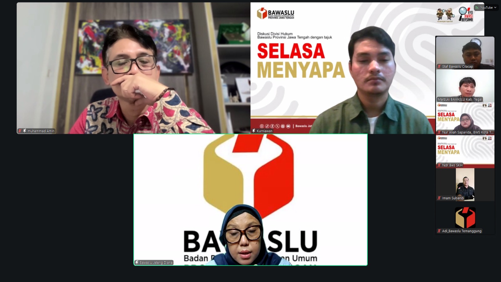 Bawaslu Kabupaten Tegal Ikuti Diskusi Hukum Pasca Pemilu dalam Selasa Menyapa Edisi 16