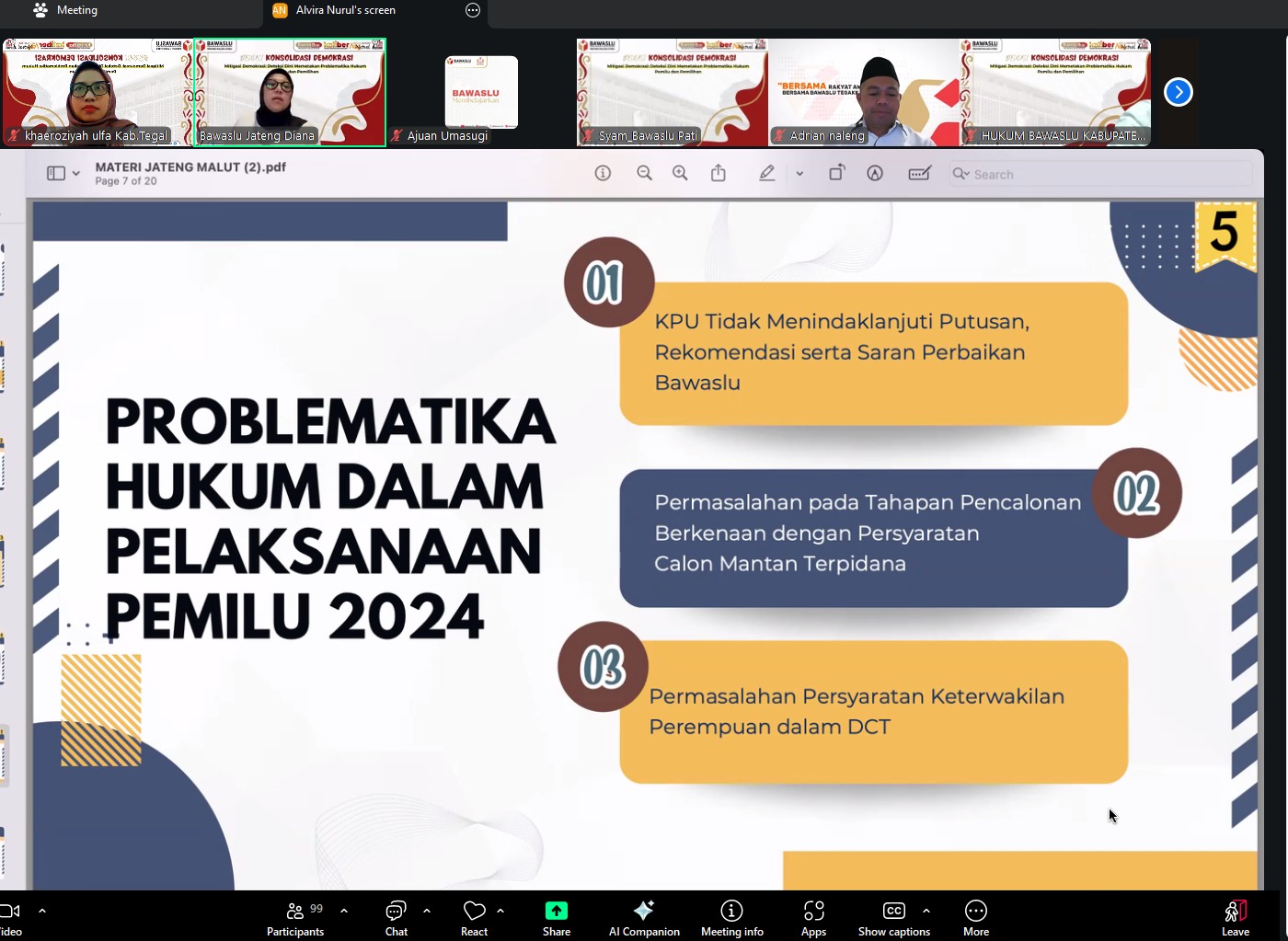 Waspadai Problematika Hukum Pemilu, Bawaslu Kabupaten Tegal Ambil Bagian dalam Konsolidasi Demokrasi