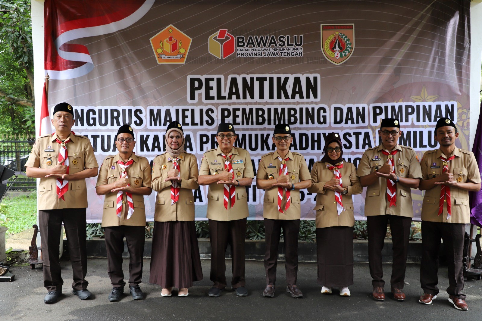 Perkuat Pengawasan Partisipatif, Bawaslu Kabupaten Tegal Hadiri Pengukuhan Majelis Pembimbing dan Pimpinan Saka Adhyasta Pemilu Jawa Tengah