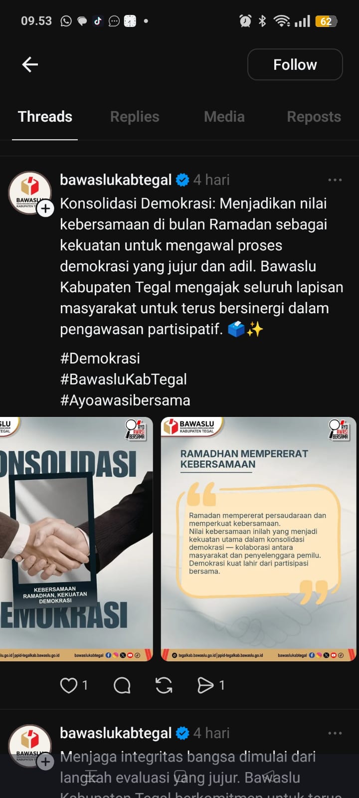 Rajut Kebersamaan Ramadhan, Bawaslu Kabupaten Tegal Perkuat Konsolidasi Demokrasi Lewat Edukasi Masyarakat