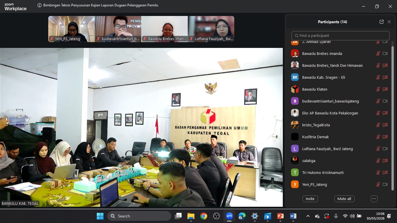 Kupas Tuntas Penanganan Pelanggaran, Bawaslu Kab.Tegal Hadirkan Tenaga Ahli Bawaslu RI