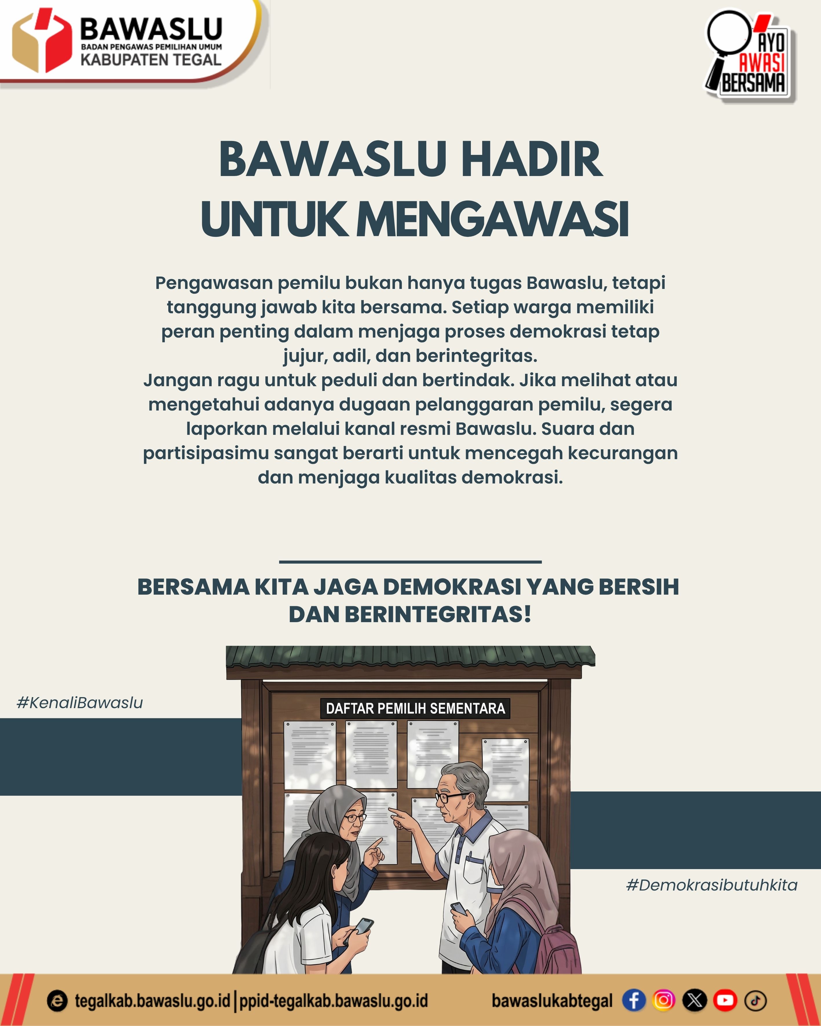 Jangan Diam! Bawaslu Ajak Masyarakat Aktif Awasi Pemilu