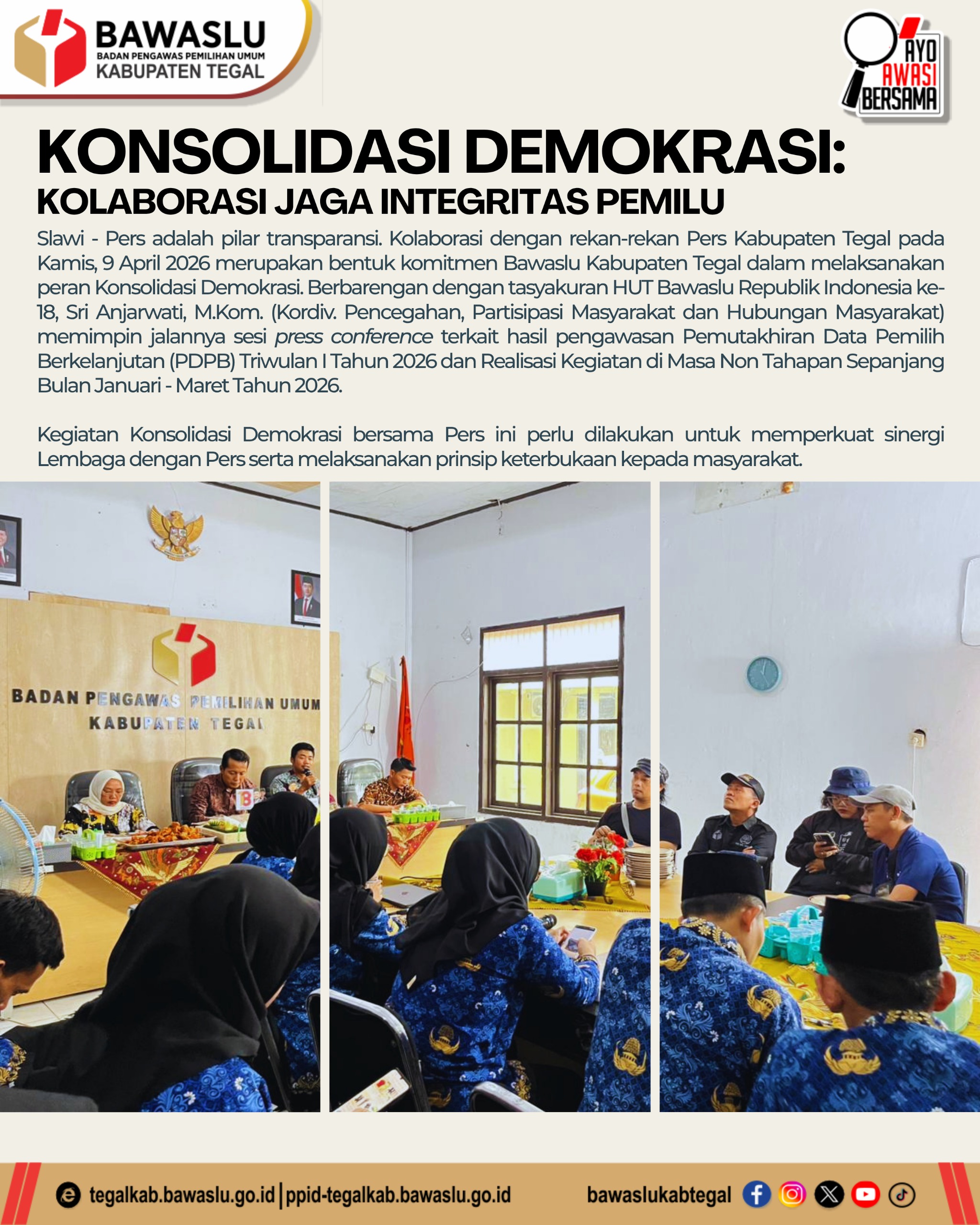 Bongkar Kinerja & Perkuat Transparansi! Bawaslu Tegal Gandeng Pers, Ini Hasilnya