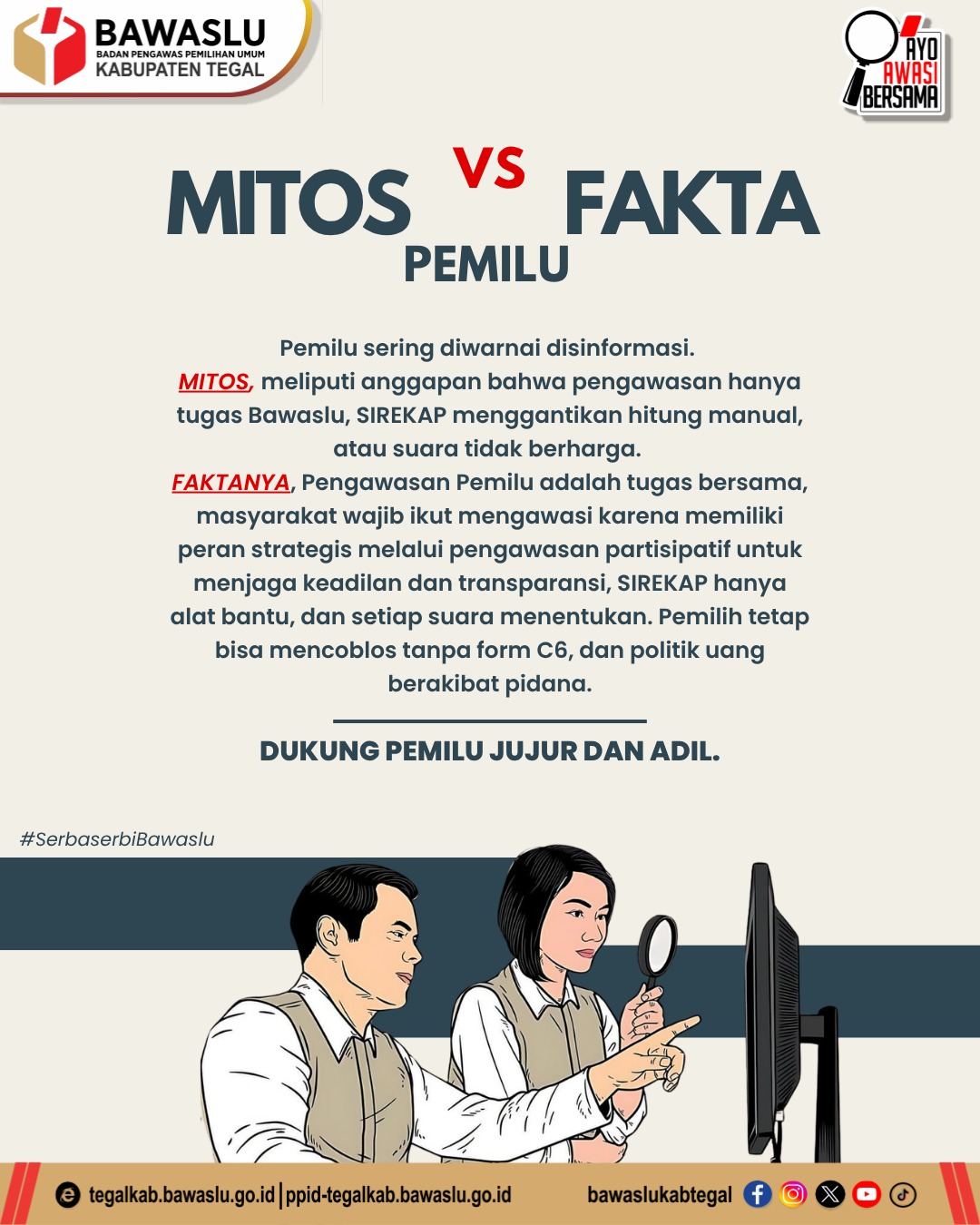BAWASLU KABUPATEN TEGAL LURUSKAN MITOS PEMILU, AJAK MASYARAKAT LAWAN DISINFORMASI
