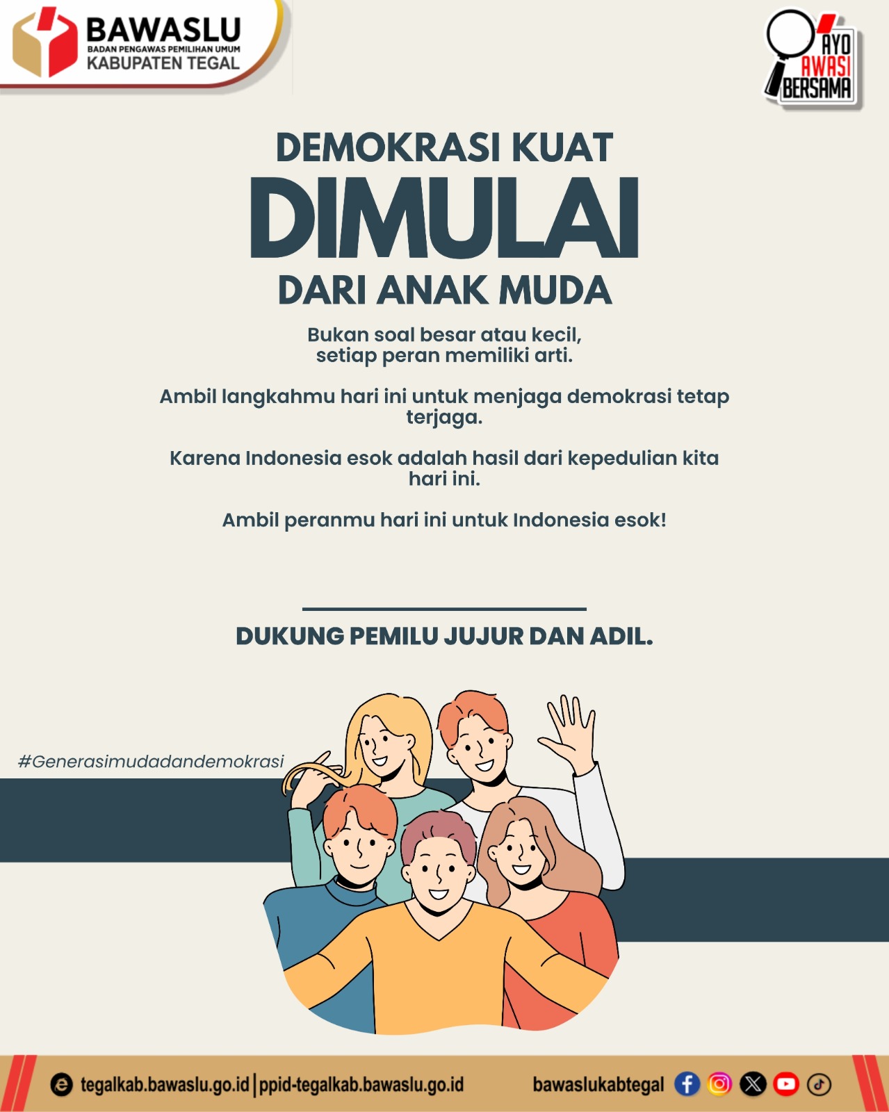 Bawaslu Kabupaten Tegal Ajak Anak Muda Ambil Peran dalam Menjaga Demokrasi