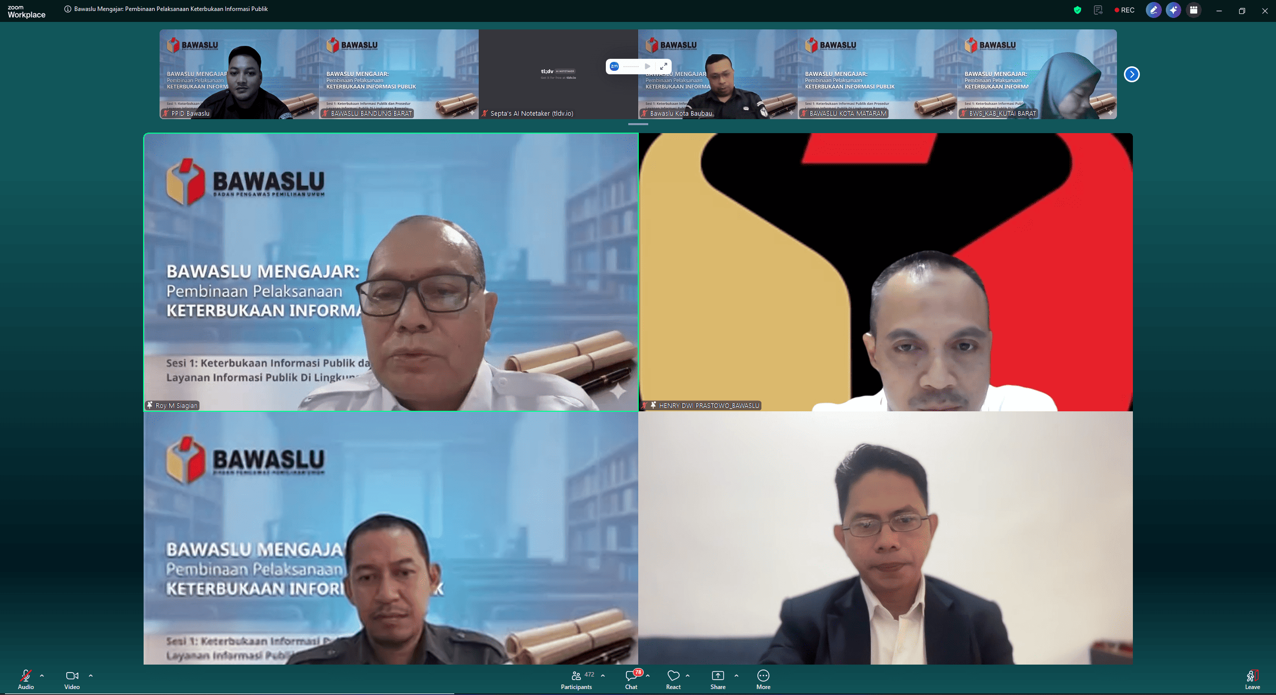 Bawaslu Kabupaten Tegal Ikuti “Bawaslu Mengajar” Penguatan Keterbukaan Informasi Publik