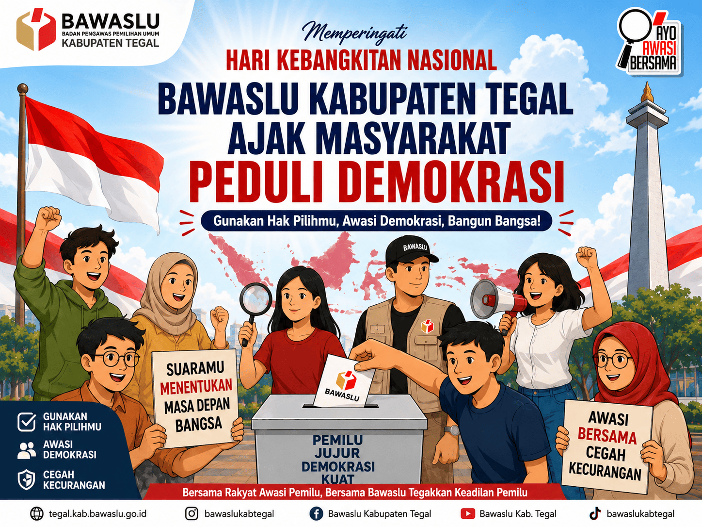 Bawaslu Kabupaten Tegal Ajak Masyarakat Peduli Demokrasi pada Peringatan Hari Kebangkitan Nasional