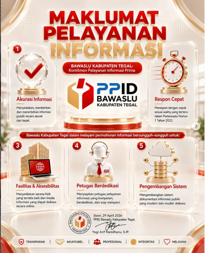 Bawaslu Kabupaten Tegal Teguhkan Komitmen Pelayanan Informasi Prima yang Transparan dan Responsif