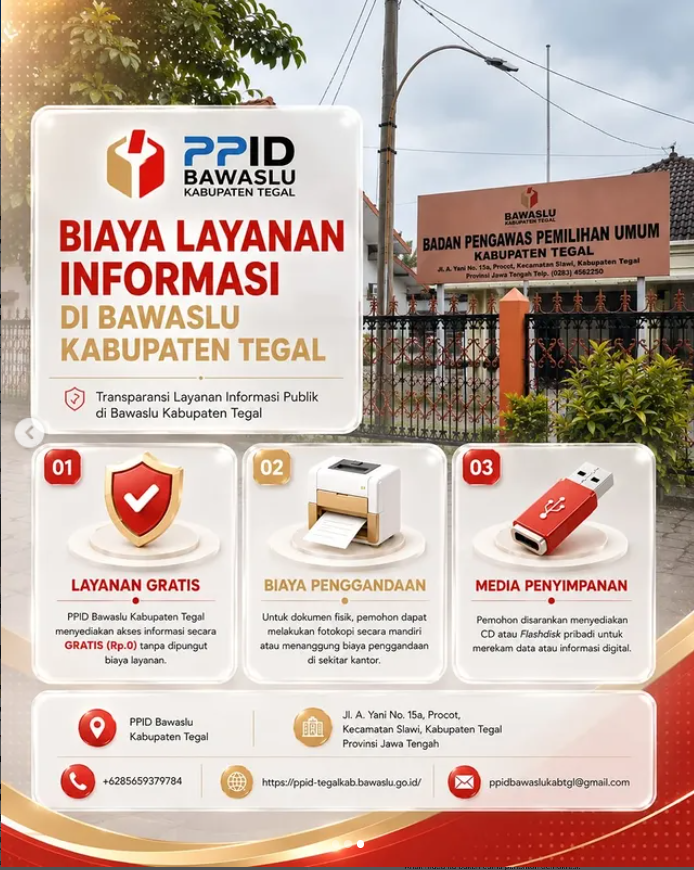 Dukung Keterbukaan Informasi, PPID Bawaslu Kabupaten Tegal Tegaskan Layanan Informasi Gratis Tanpa Pungutan