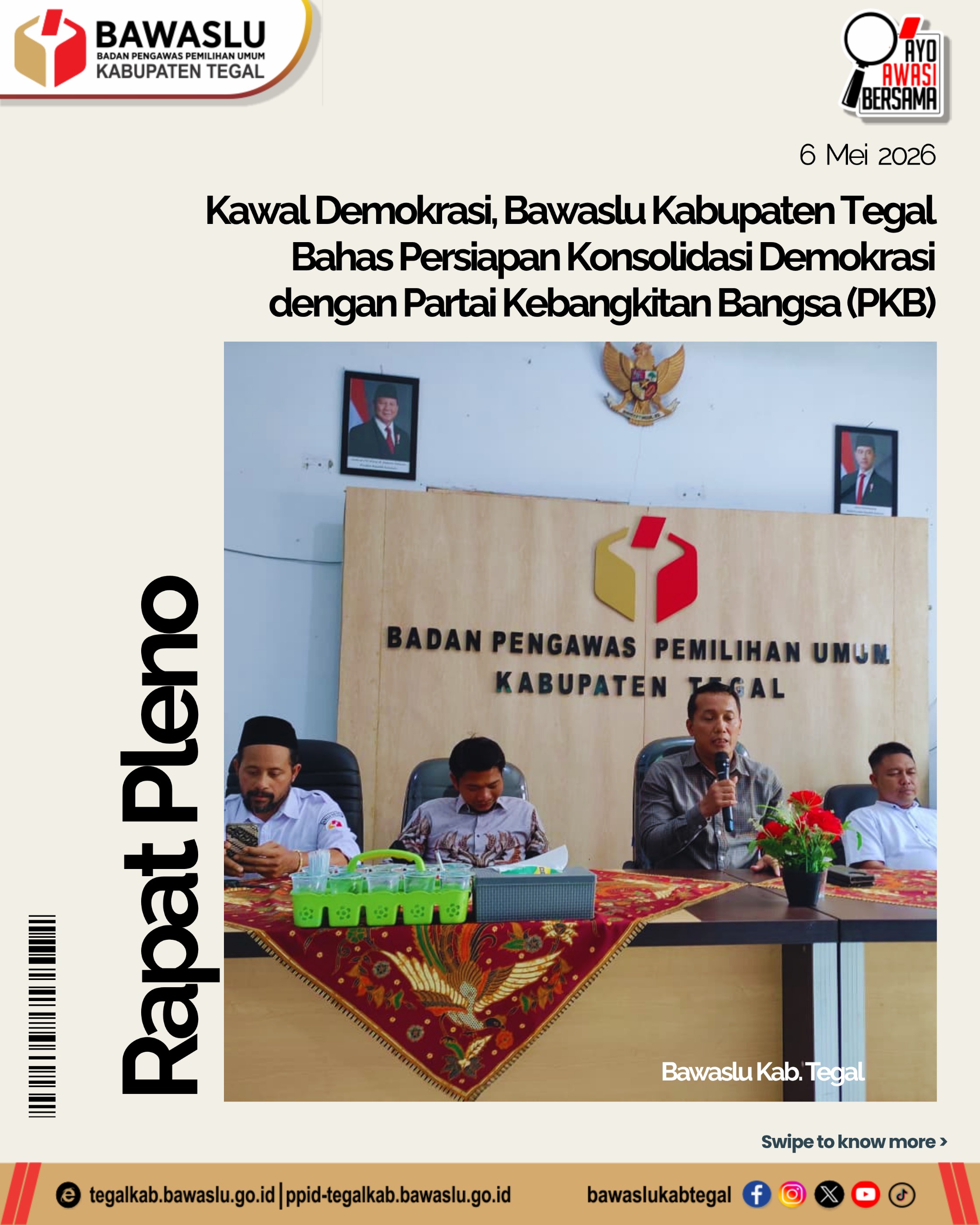 Bongkar Data SIPOL PKB, Bawaslu Kabupaten Tegal Gelar Konsolidasi Demokrasi: Ada Temuan Menarik?