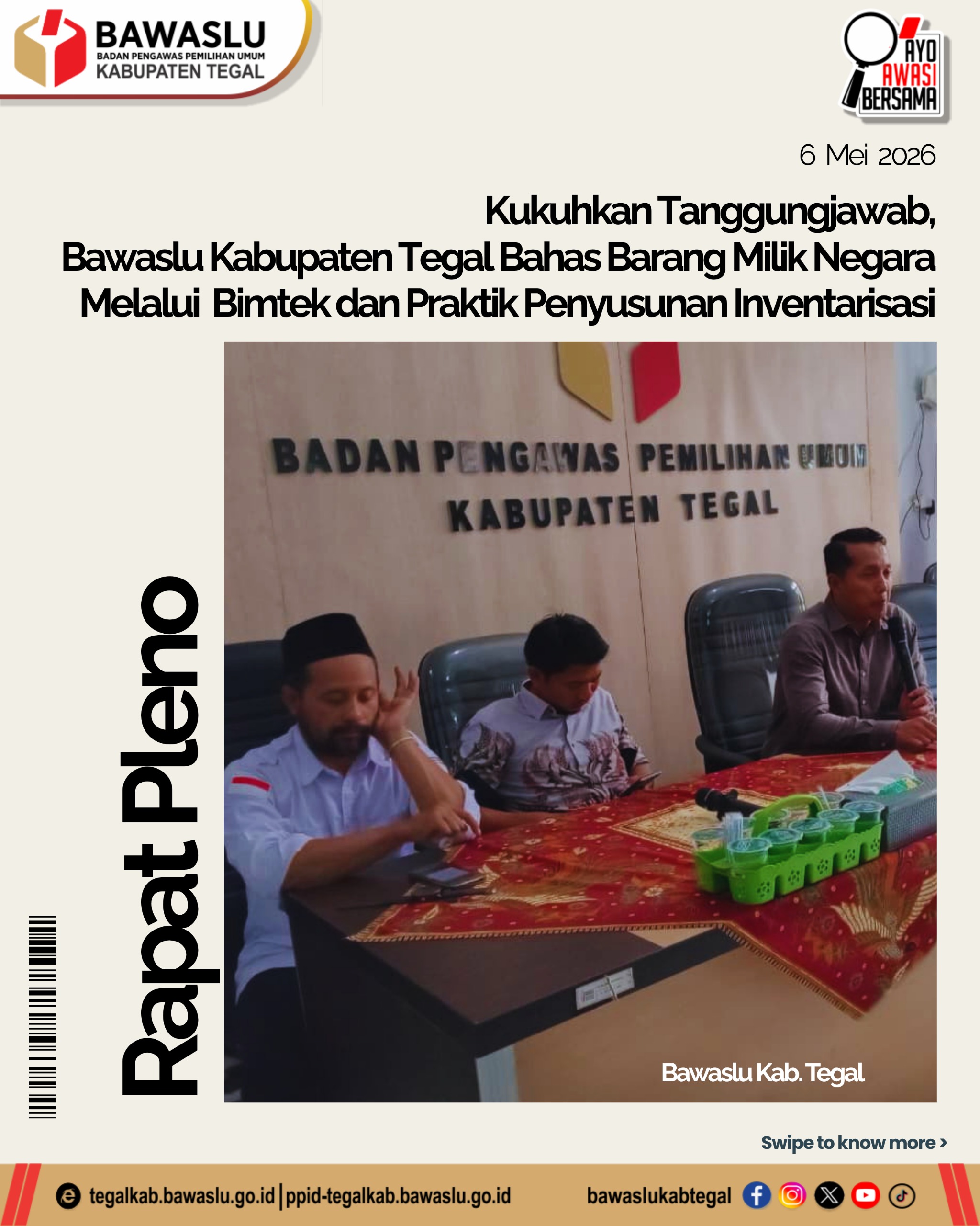 Jangan Sampai Aset Negara “Raib”! Bawaslu Kabupaten Tegal Perkuat Inventarisasi BMN Lewat Bimtek Khusus
