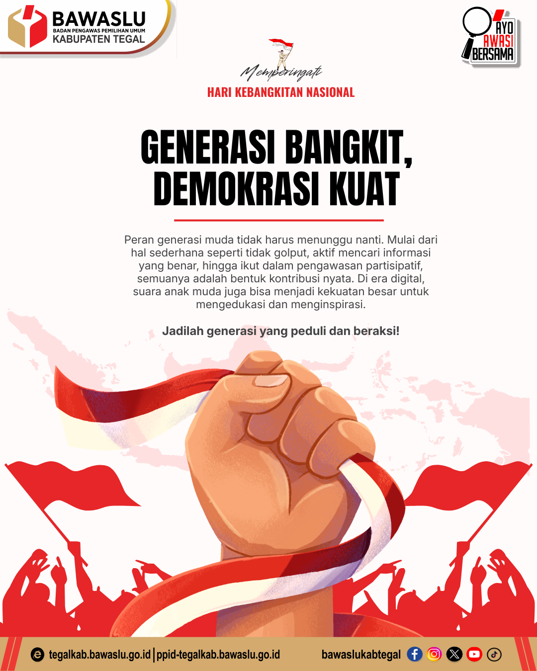 Bawaslu Kabupaten Tegal Ajak Generasi Muda Aktif Jaga Demokrasi