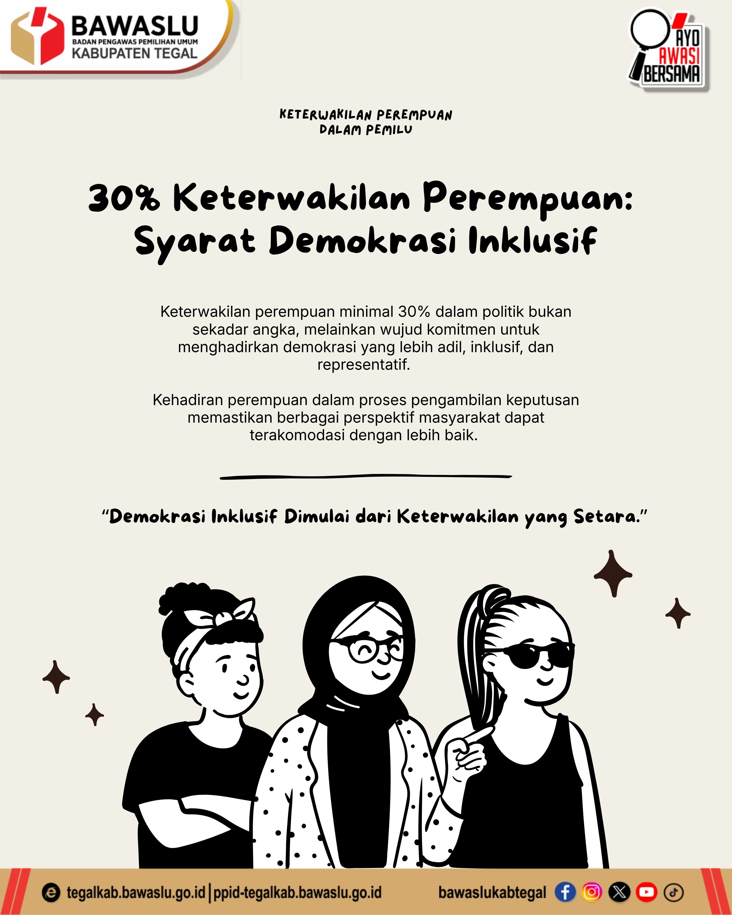Bawaslu Kabupaten Tegal Dorong Demokrasi Inklusif Melalui Penguatan Keterwakilan Perempuan
