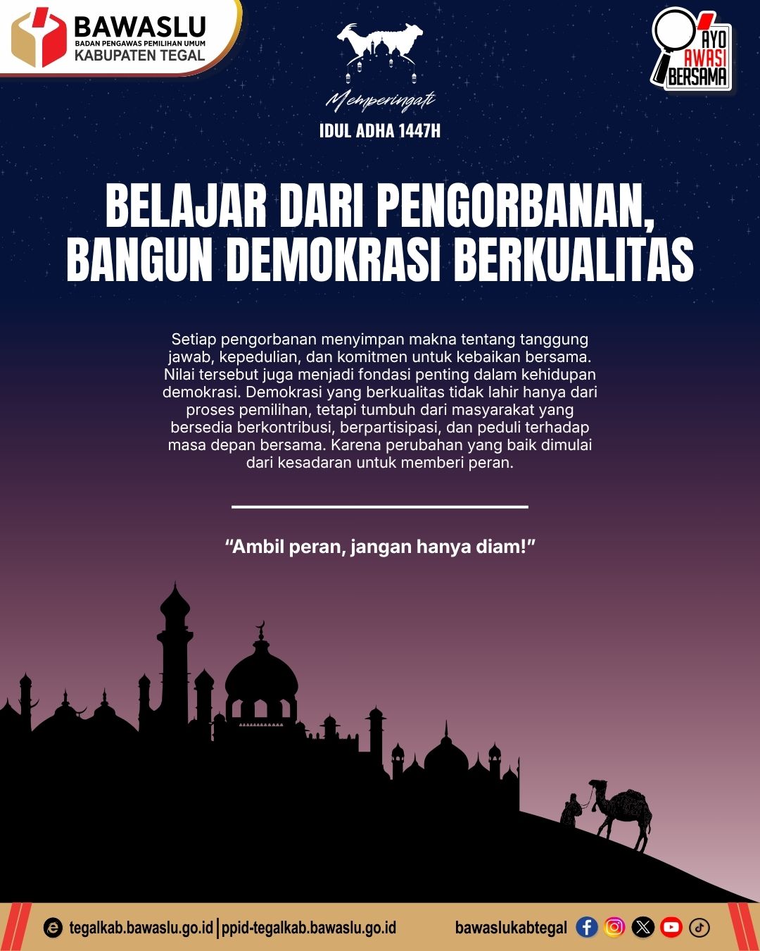 Bawaslu Kabupaten Tegal Ajak Masyarakat Bangun Demokrasi Berkualitas melalui Nilai Pengorbanan