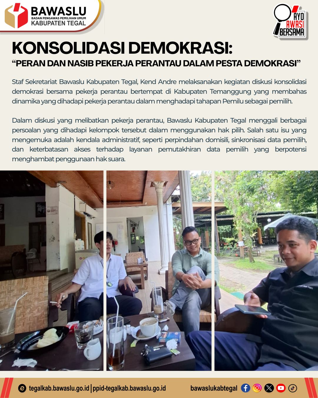Bawaslu Kabupaten Tegal Gali Peran dan Tantangan Pekerja Perantau dalam Demokrasi