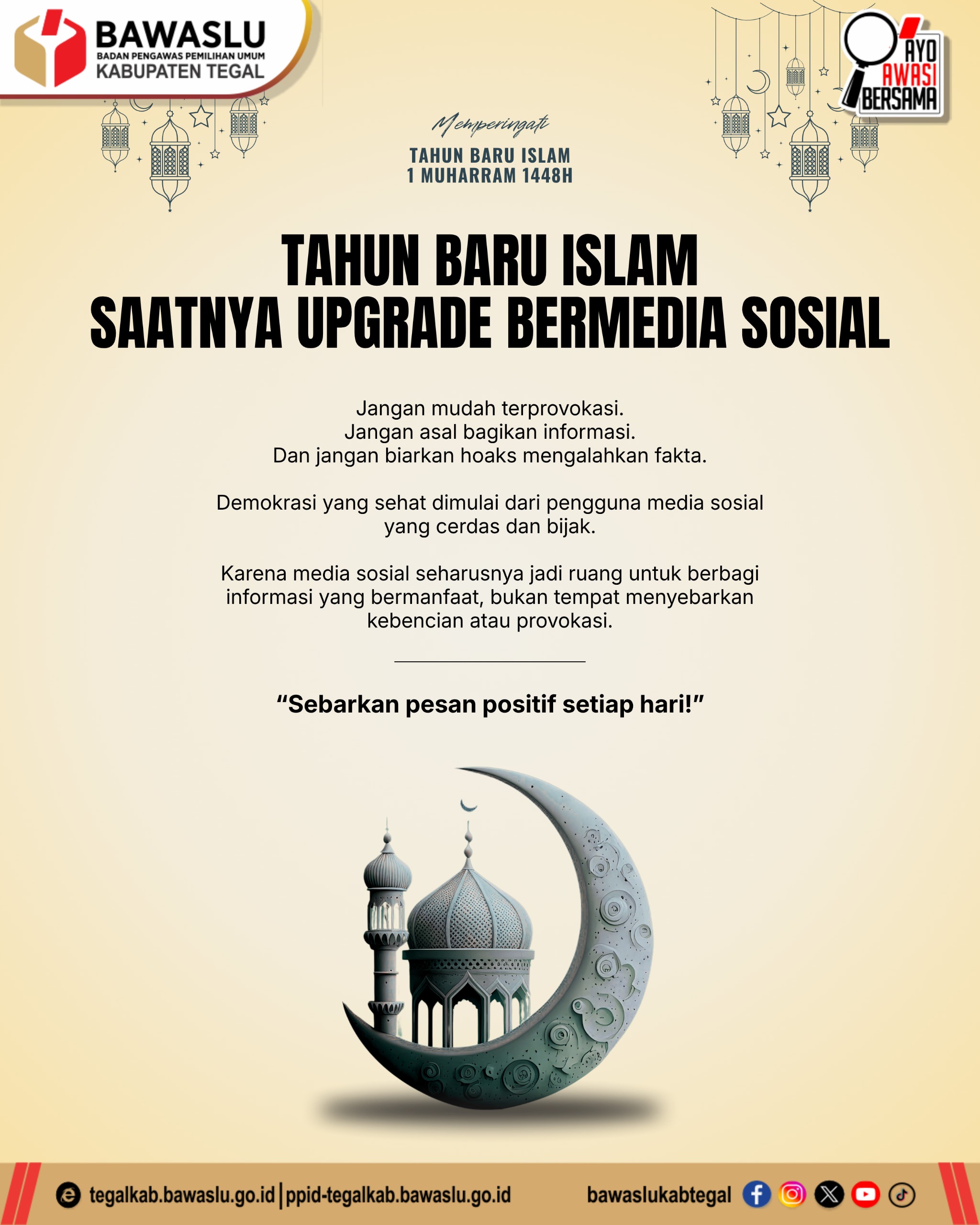 Muharram 1448 H: Bawaslu Kabupaten Tegal Ajak Warga “Upgrade” Bermedia Sosial, Lawan Hoaks dan Provokasi