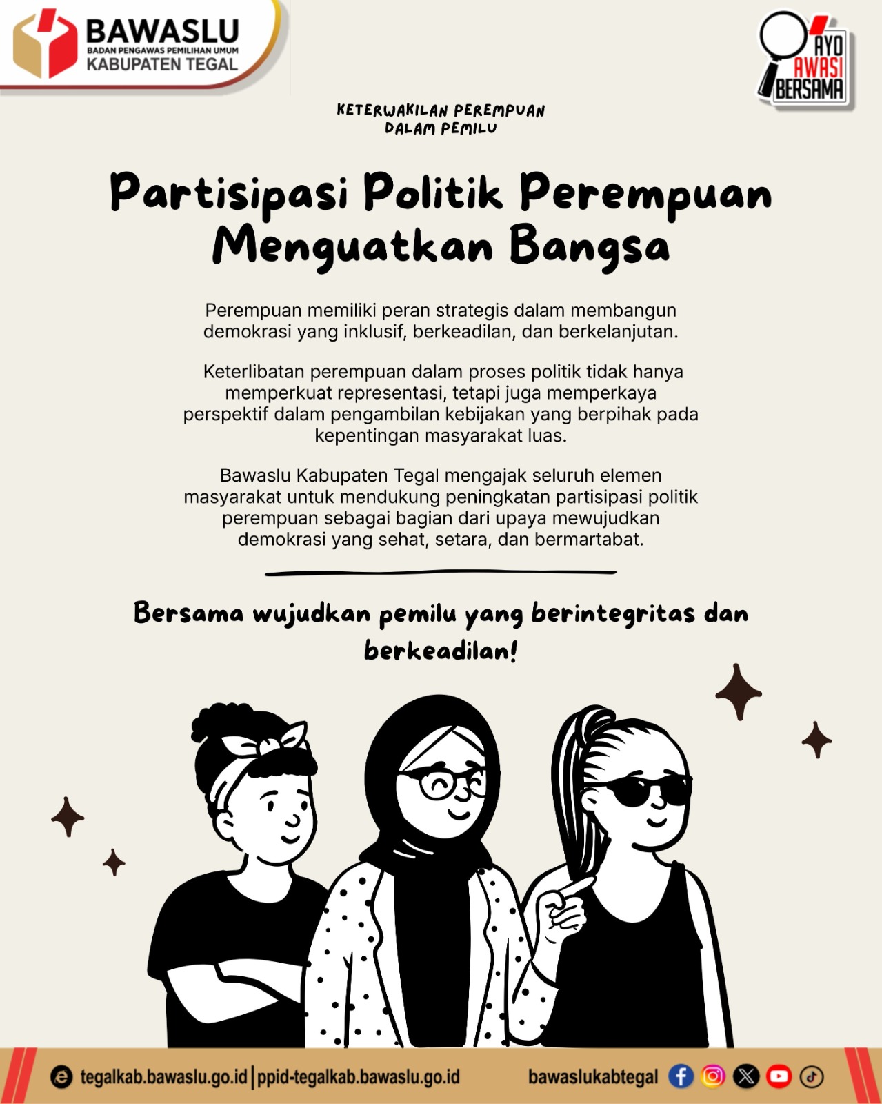 Partisipasi Politik Perempuan Menguatkan Bangsa, Bawaslu Kabupaten Tegal Dorong Demokrasi yang Inklusif dan Berkeadilan