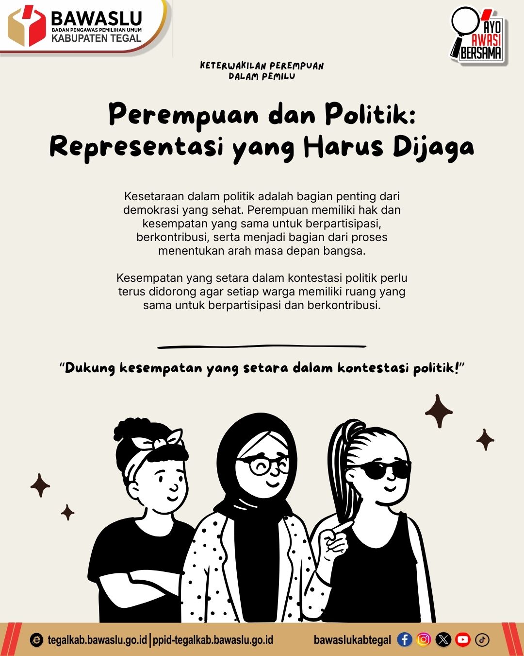 Bawaslu Kabupaten Tegal Dorong Keterwakilan Perempuan dalam Politik untuk Demokrasi yang Setara