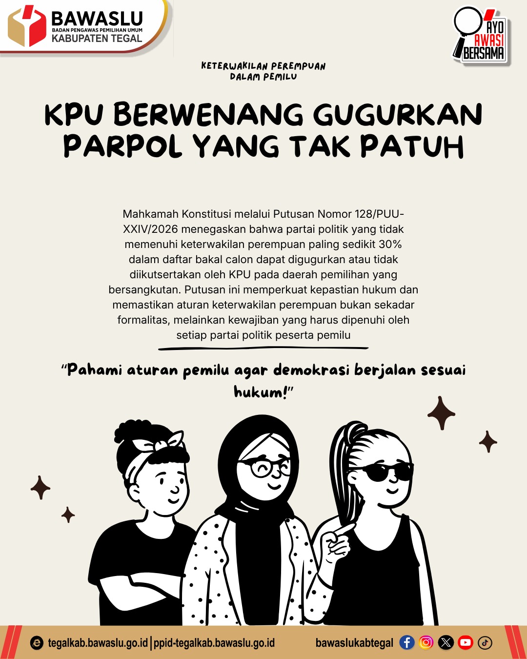 KPU Berwenang Gugurkan Parpol yang Tak Penuhi Kuota Perempuan, Bawaslu Ajak Publik Pahami Aturan Pemilu