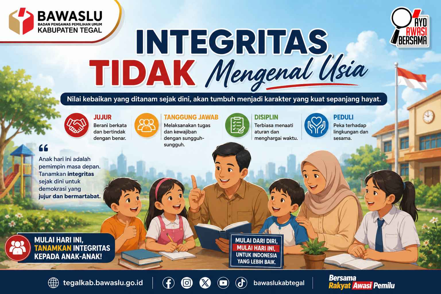 Integritas Tidak Mengenal Usia: Bawaslu Kabupaten Tegal Perkuat Edukasi Demokrasi melalui Publikasi Digital