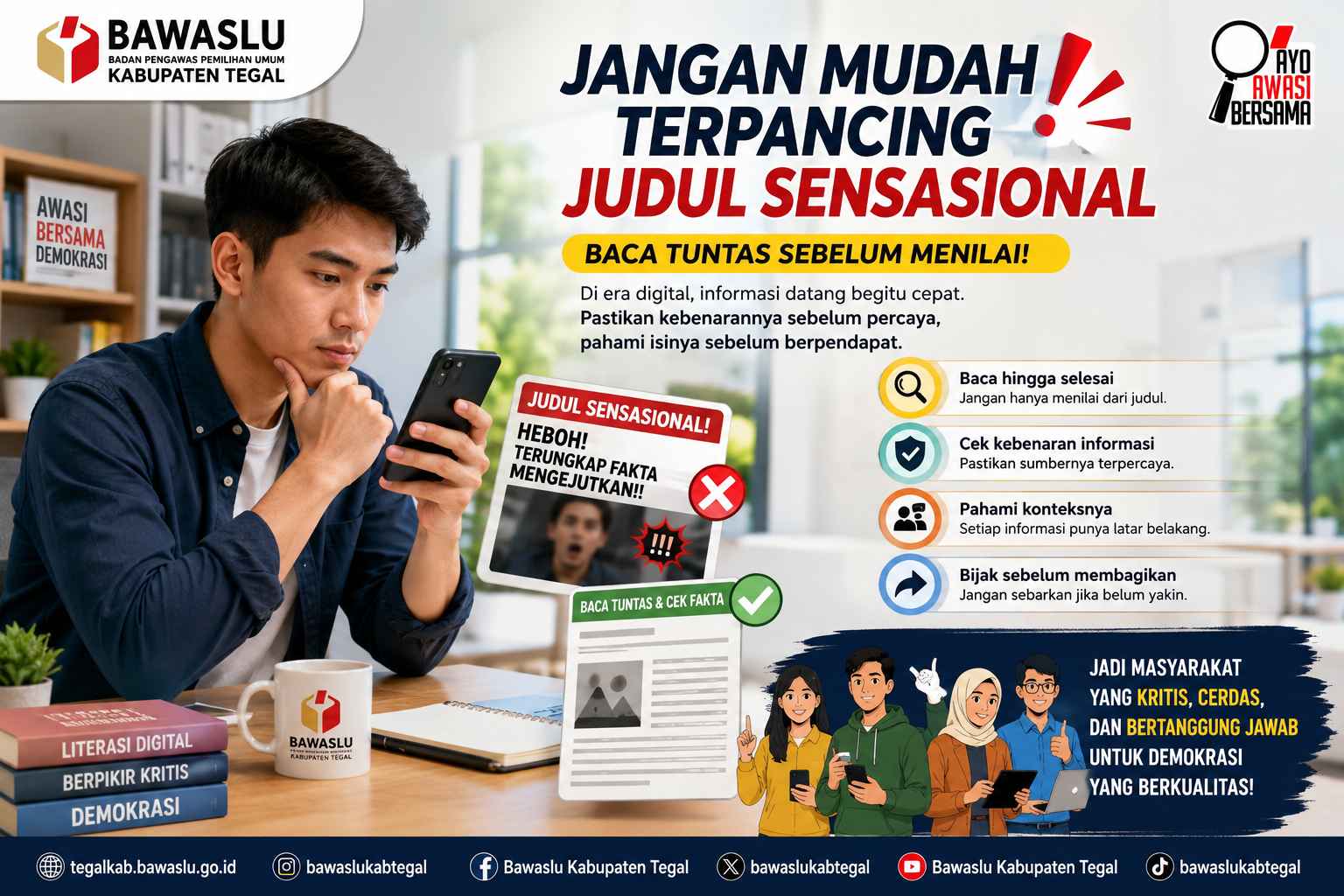 Bawaslu Kabupaten Tegal Ajak Masyarakat Bijak Menyikapi Informasi melalui Publikasi Edukasi di Media Sosial