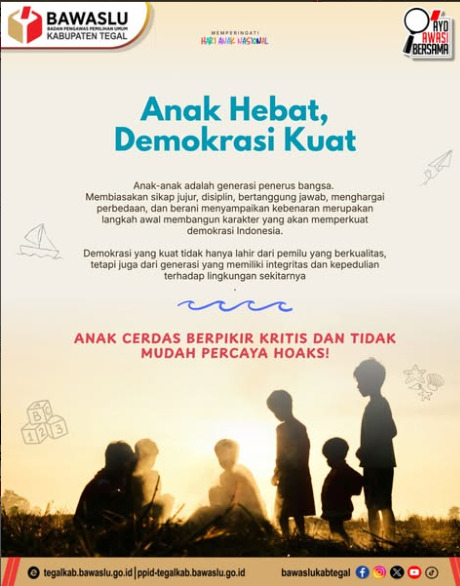 Bawaslu Kabupaten Tegal Ajak Wujudkan Generasi Berintegritas melalui Flyer Hari Anak Nasional